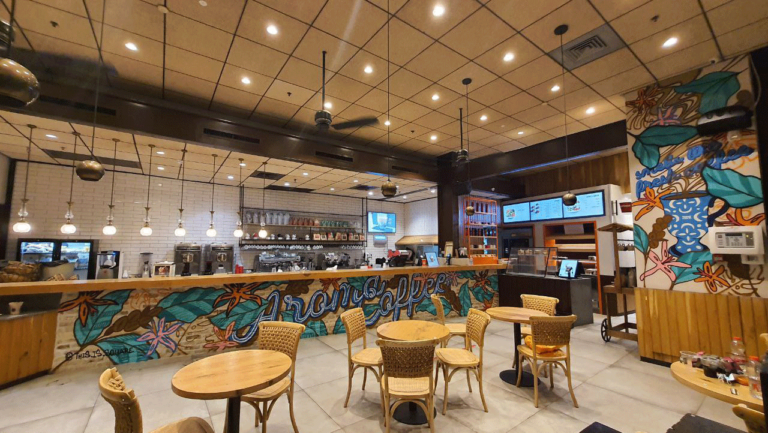 ציור קיר לסניף ארומה בית שמש – עיצוב אמנותי שמעשיר את חווית הלקוח