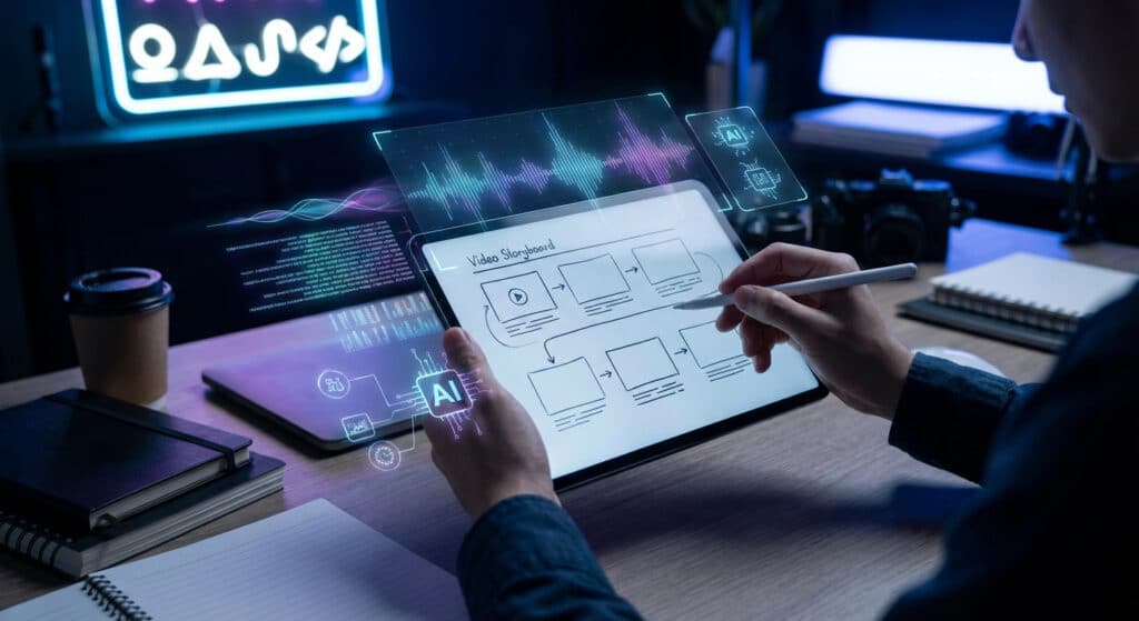 תכנון אסטרטגיית תוכן וידאו באמצעות כלי בינה מלאכותית (AI) וניתוח נתונים דיגיטליים.